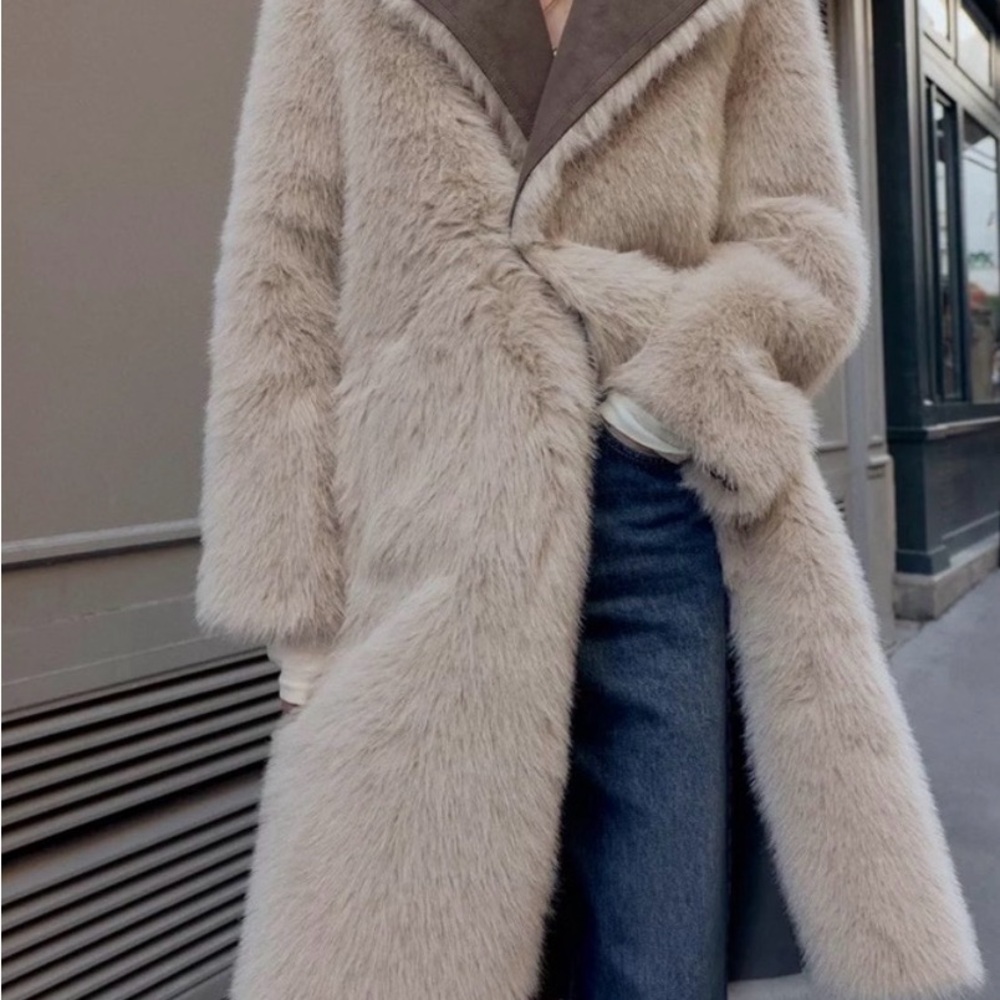 Zara Reversible Faux Fur Trench Coat